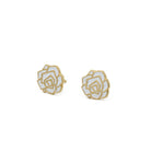 Gold white rose studs