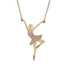 ballerina necklace gold filled with pastel pink enamel