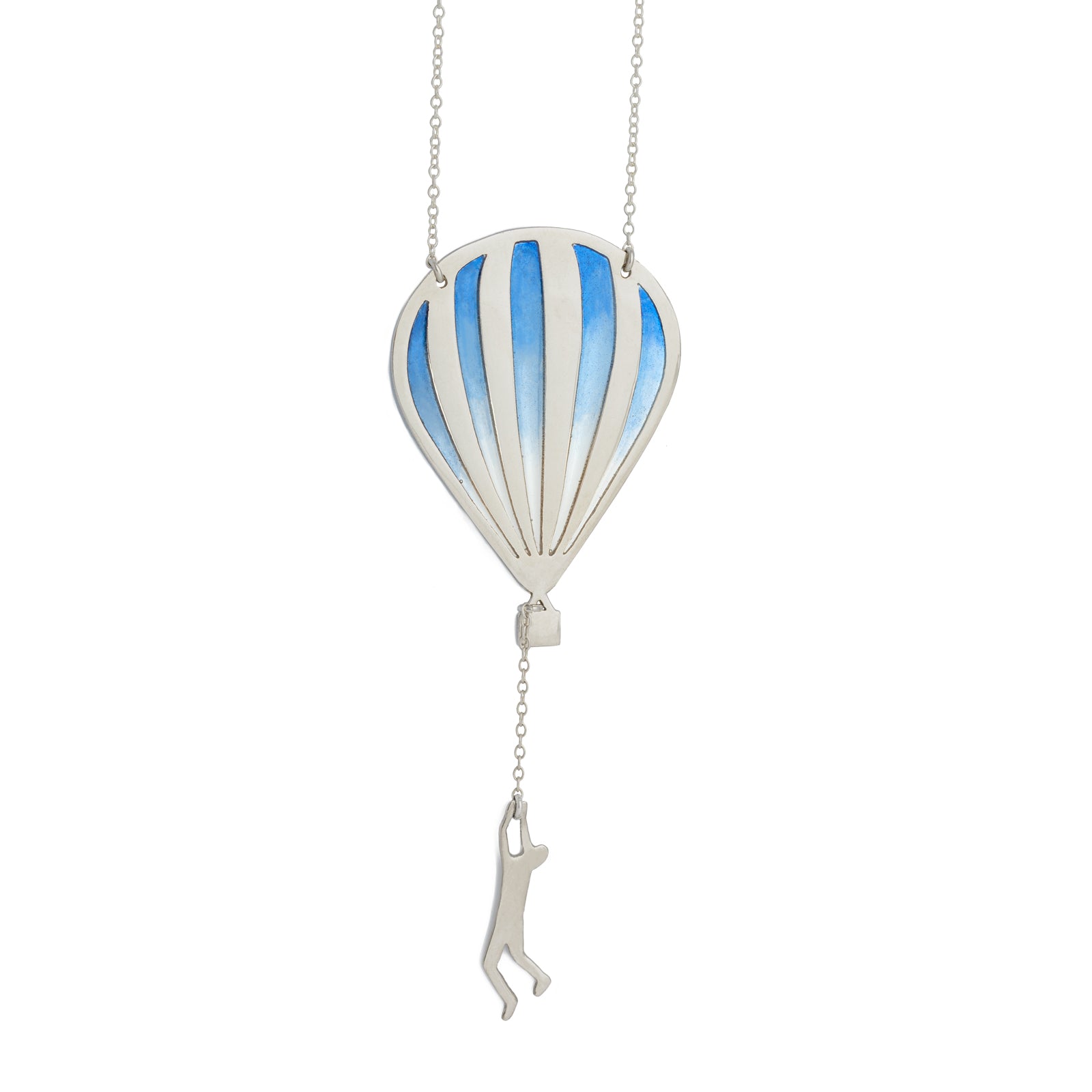 hang in there ombre silver necklace with blue pigments