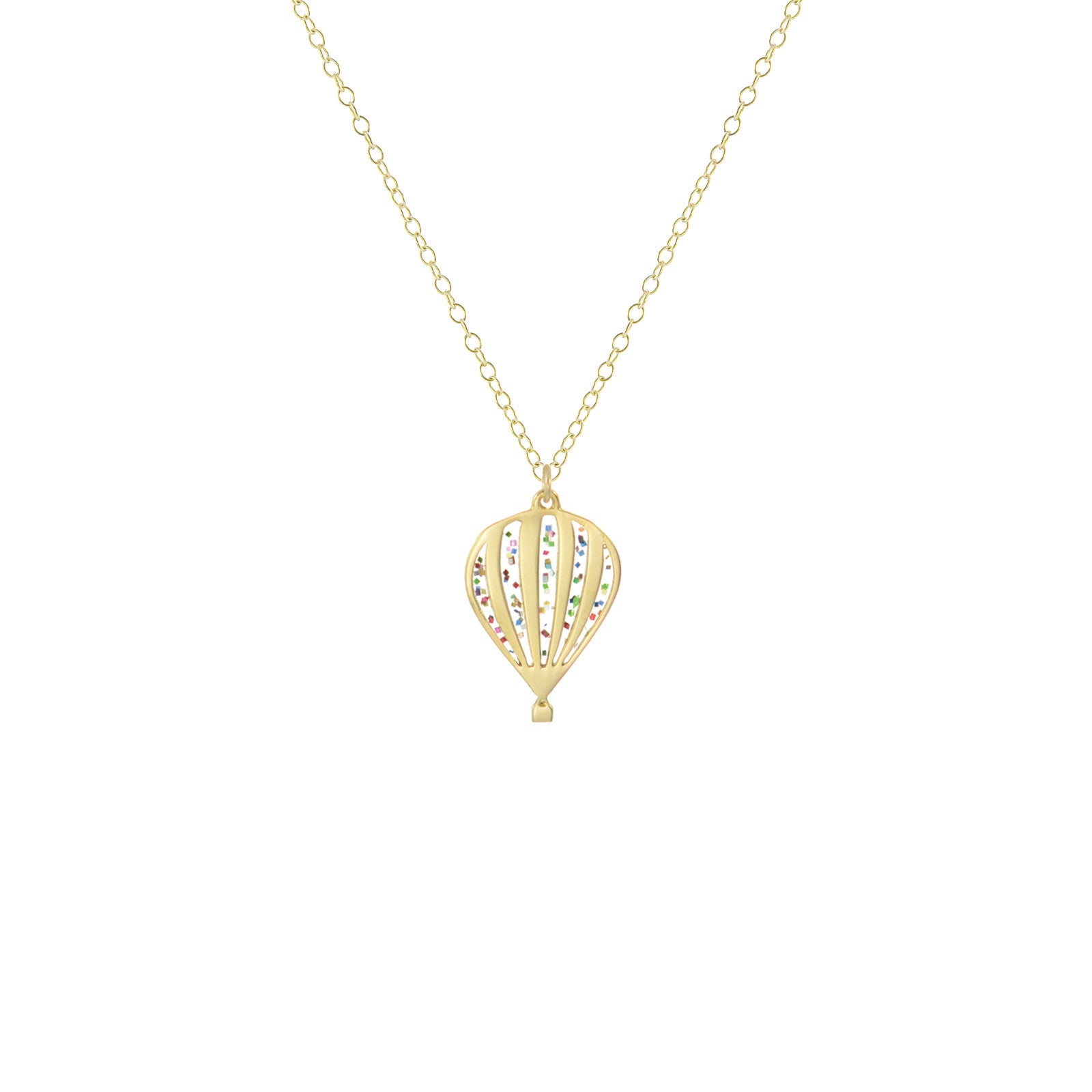 mini festive hot air balloon necklace gold