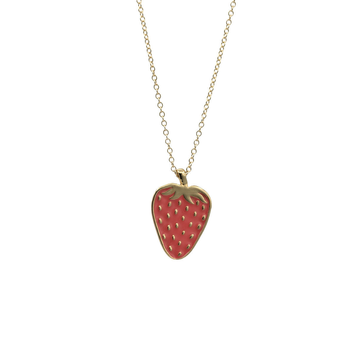 gold coral mini strawberry necklace