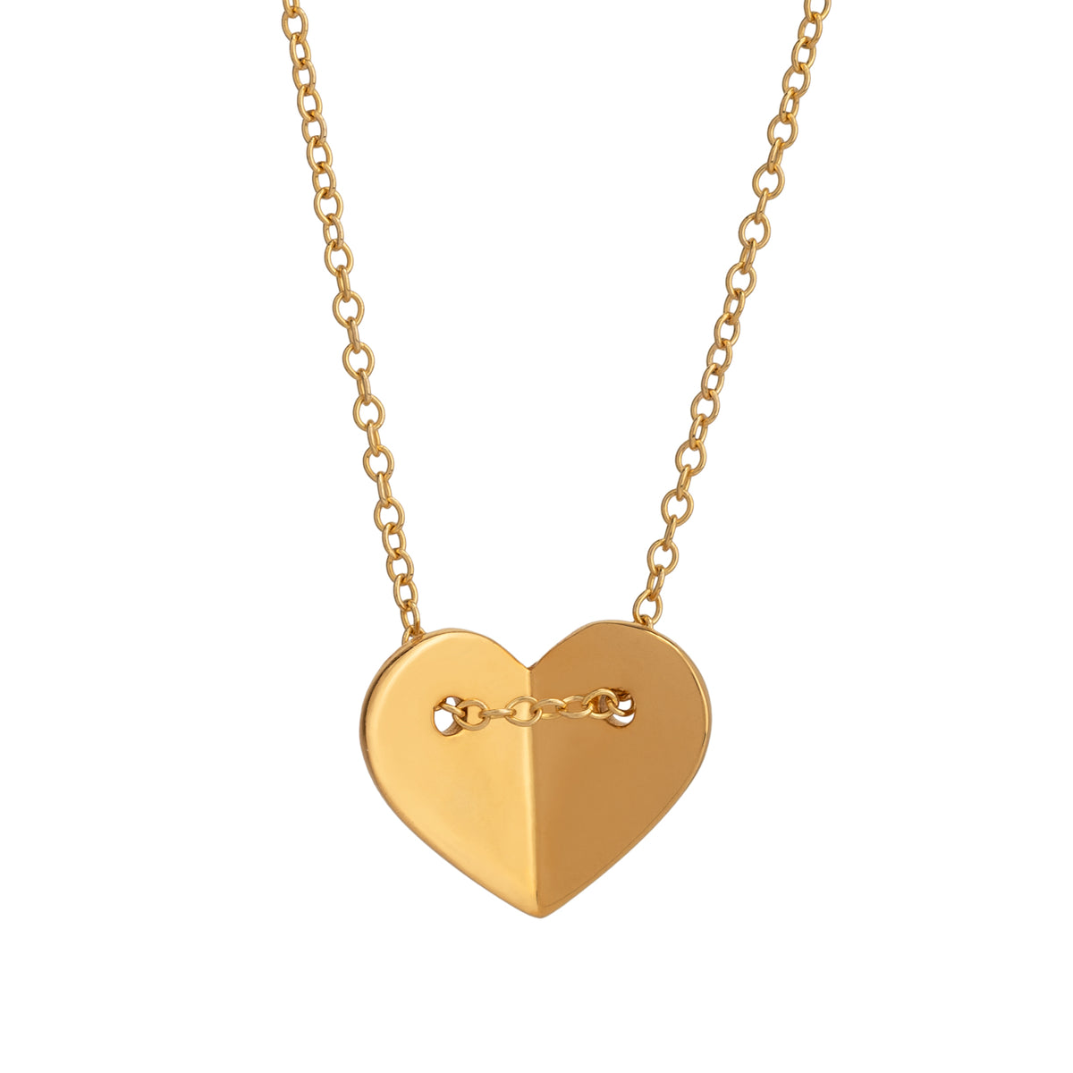 Hollow Heart Chain Necklace - Gold