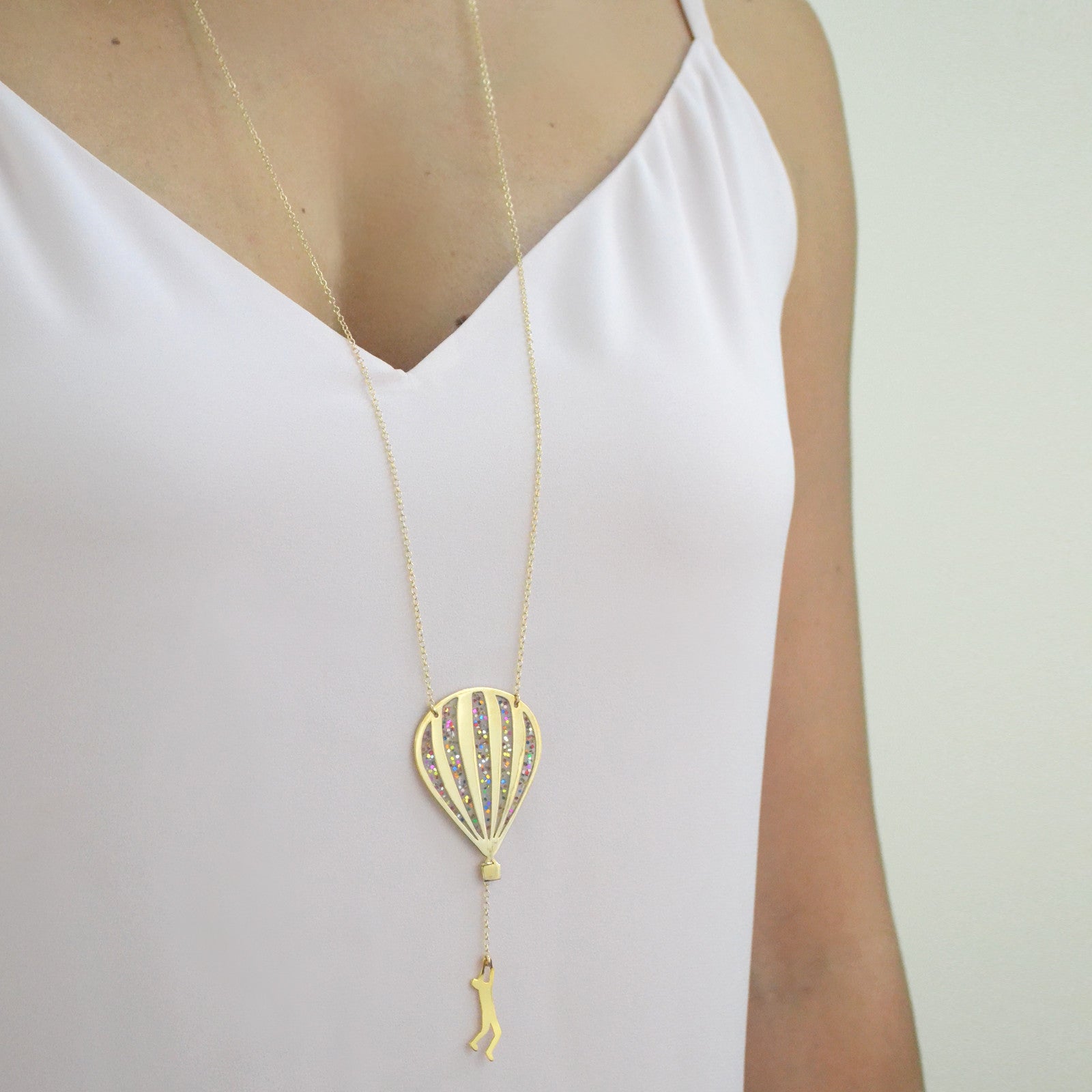 hot air balloon glitter worn