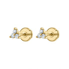 Diamond triade studs in 14k yellow gold
