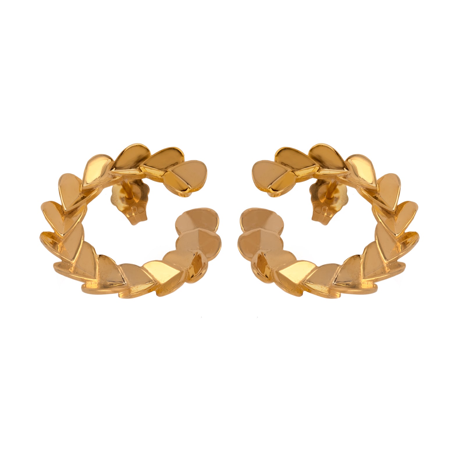 heart bypass hoop earrings gold front view