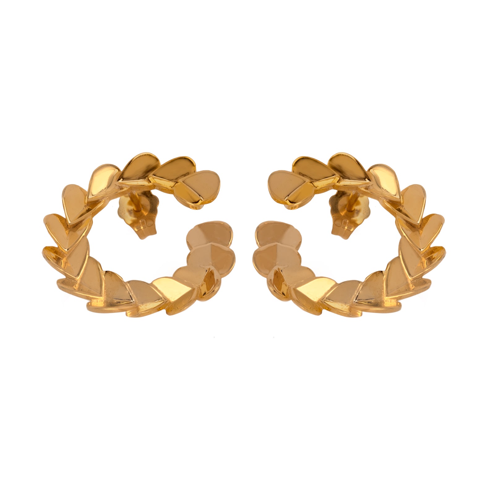 heart bypass hoop earrings gold front view