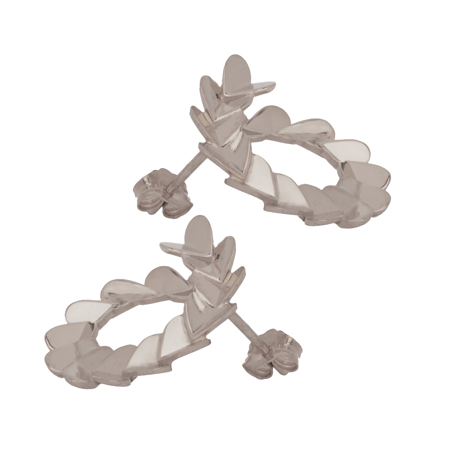 heart bypass hoops in sterling silver side view.