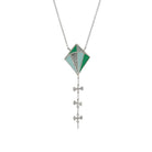 sterling silver kite necklace with silver glitter grass green and mint green enamel