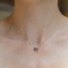 watermelon tourmaline necklace on model