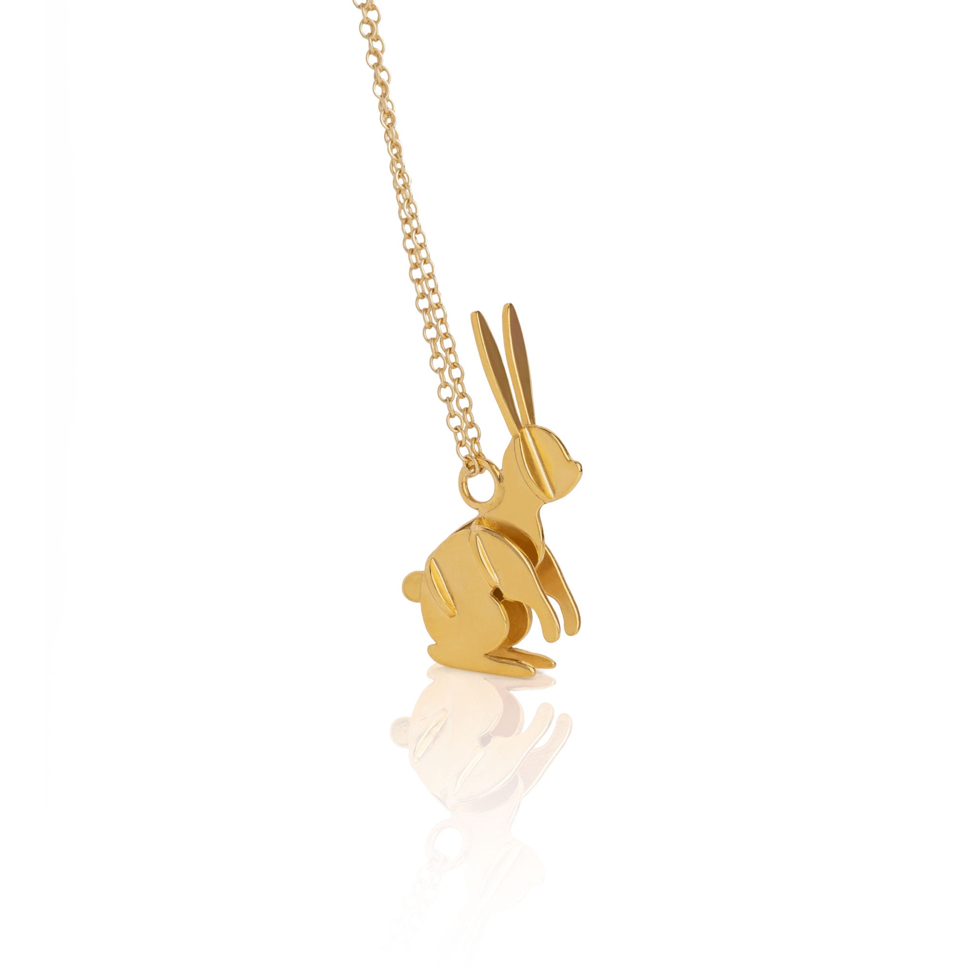 Lucky Rabbit necklace 14k gold micron plated bronze