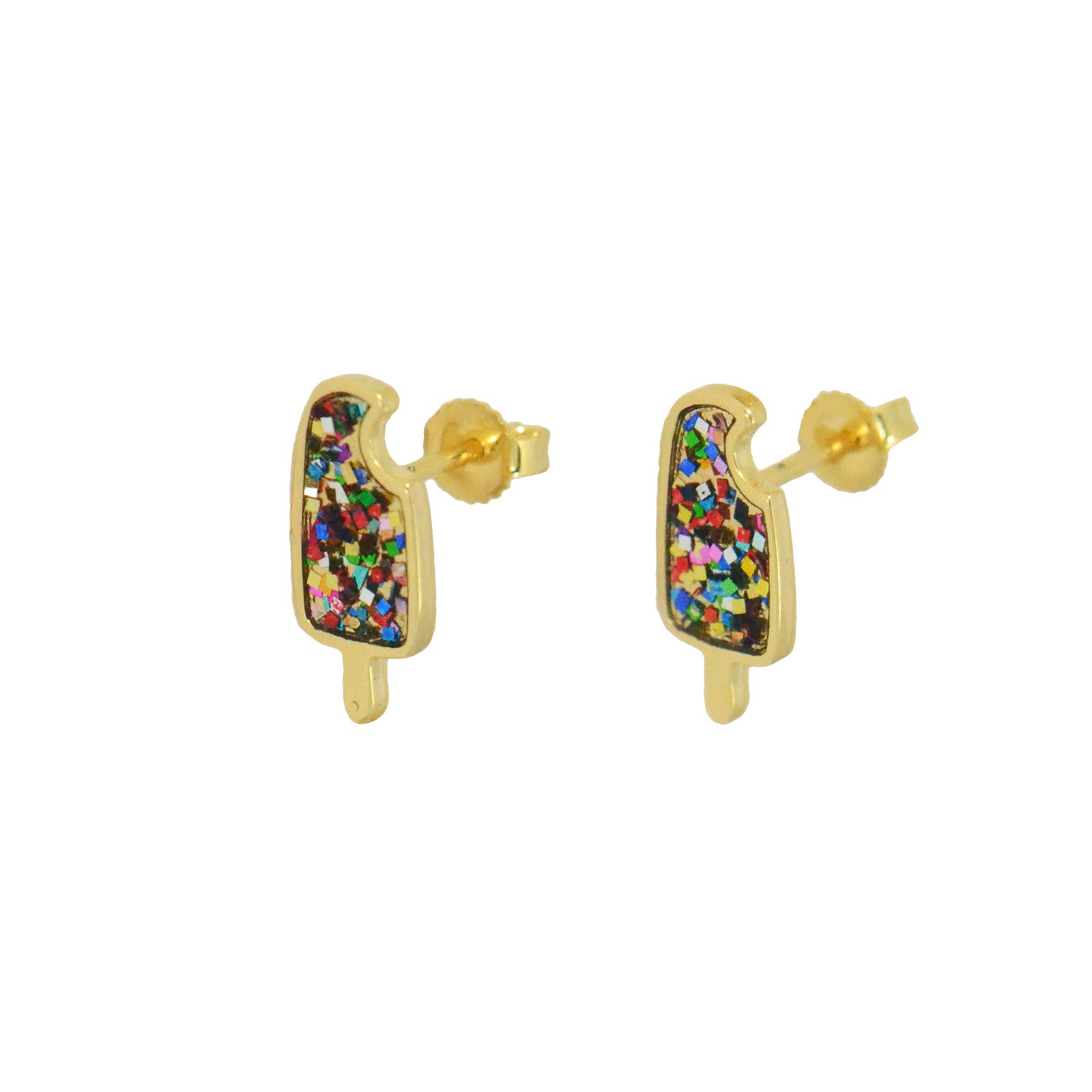 multiglitter popsicle studs in 14k gold vermeil