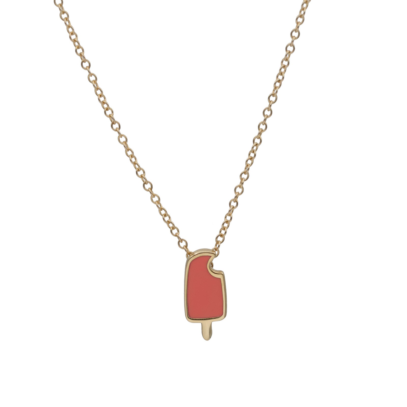 popsicle necklace in 14k gold filled with mandarin enamel