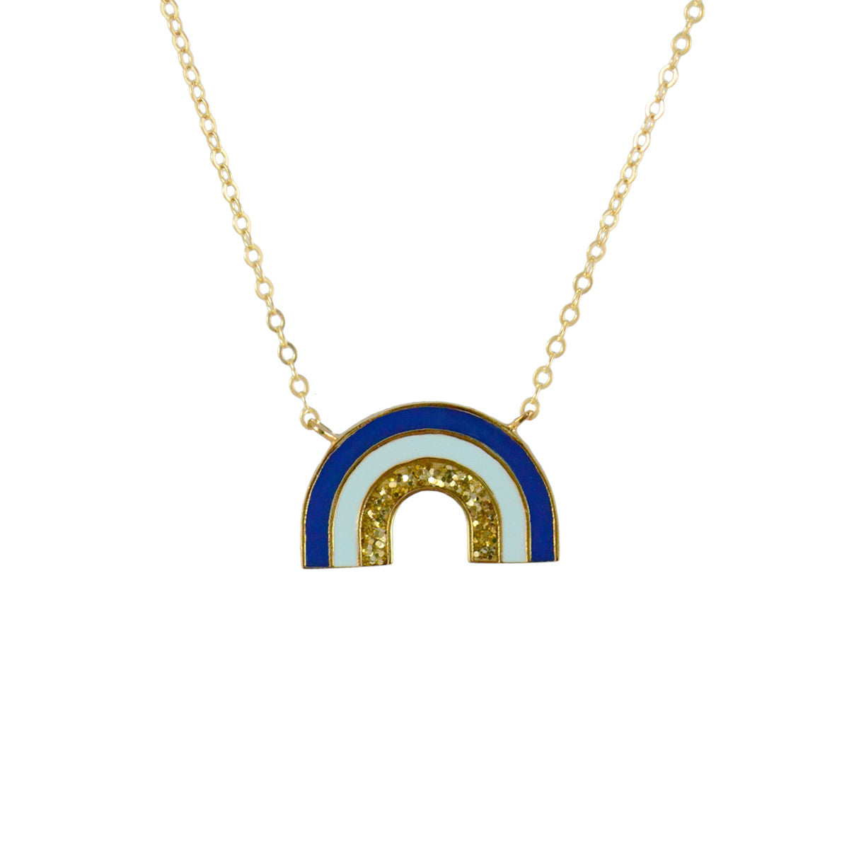 rainbow necklace gold blue glitter