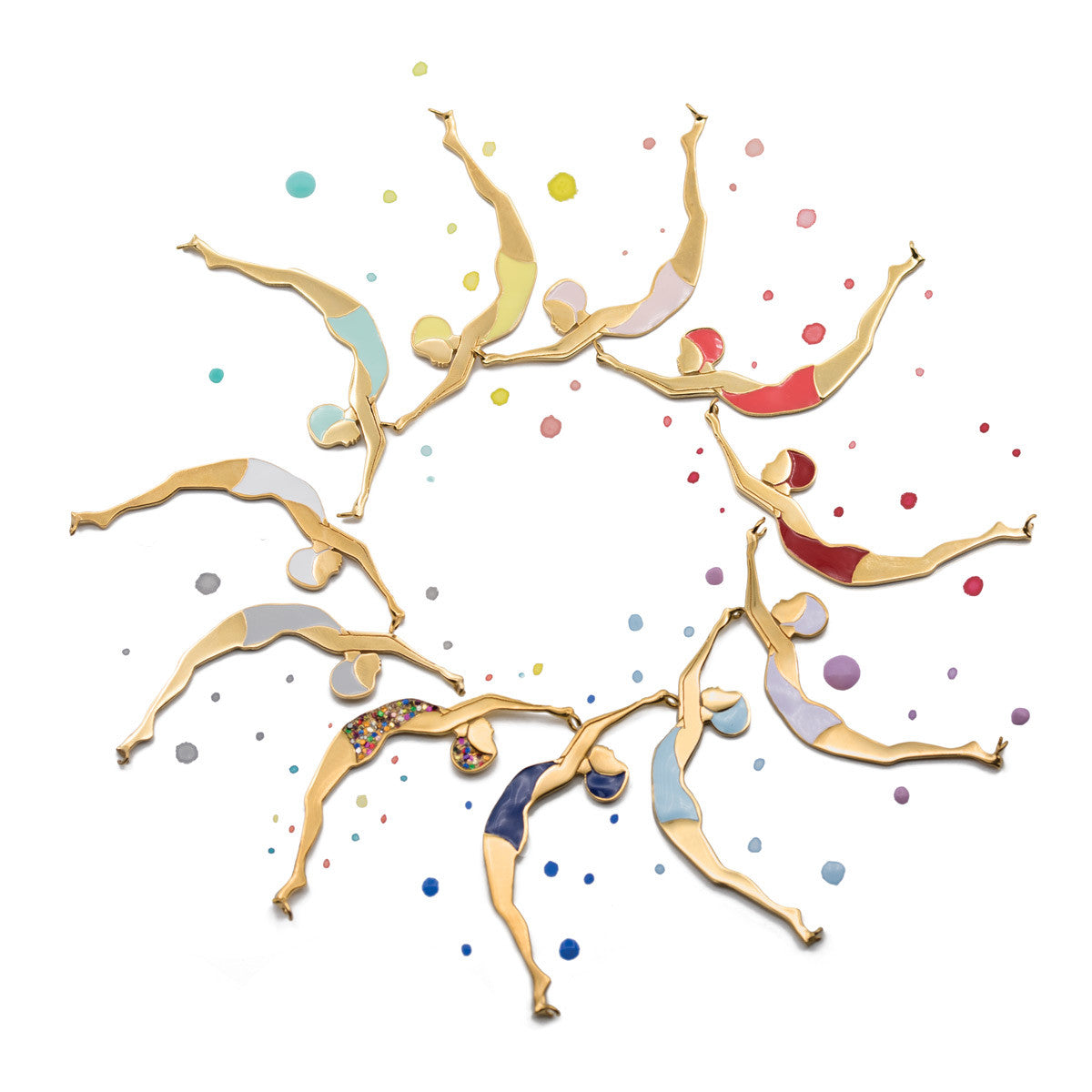 rainbow of swimmer pendants