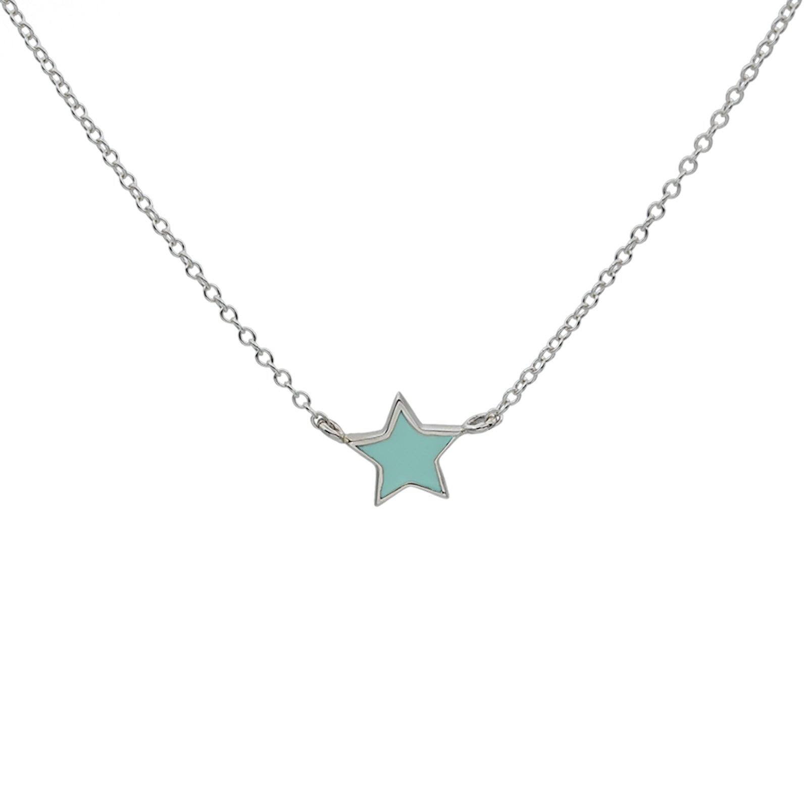 silver star necklace with mint enamel