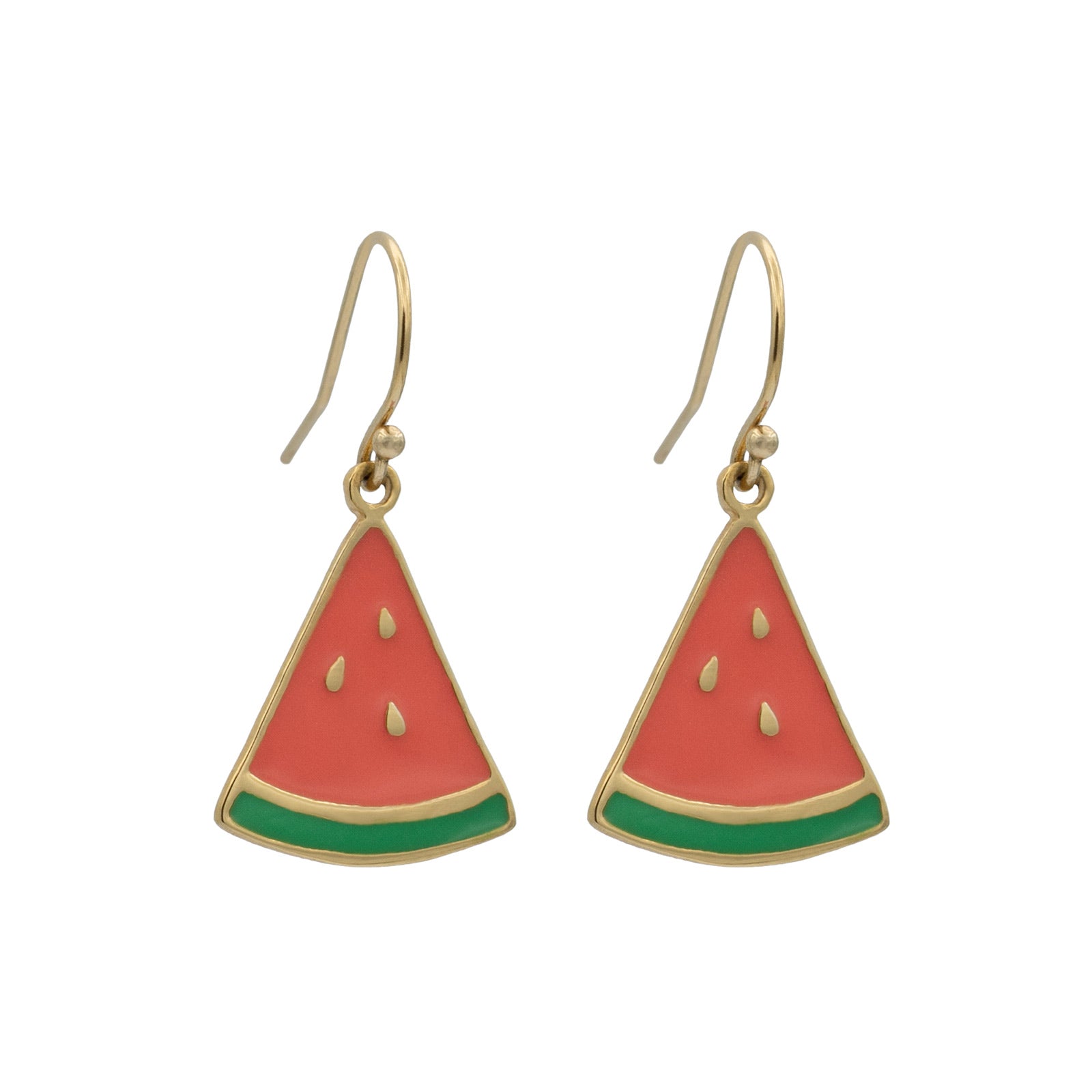 watermelon dangling earrings in gold filled