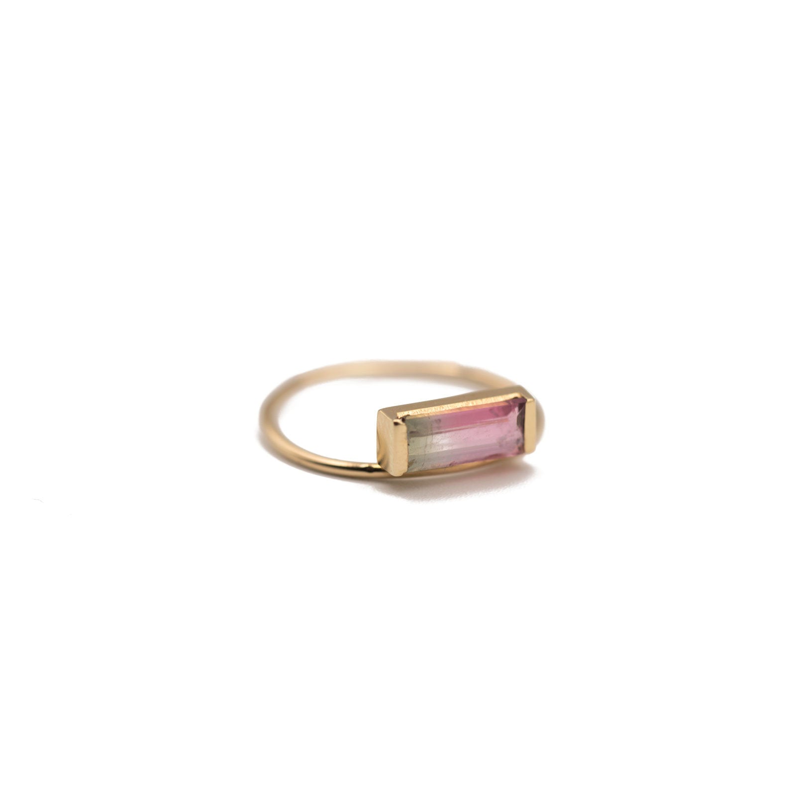 watermelon tourmaline ring set in 14k gold