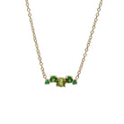green gemstone cluster in 14k solid gold necklace