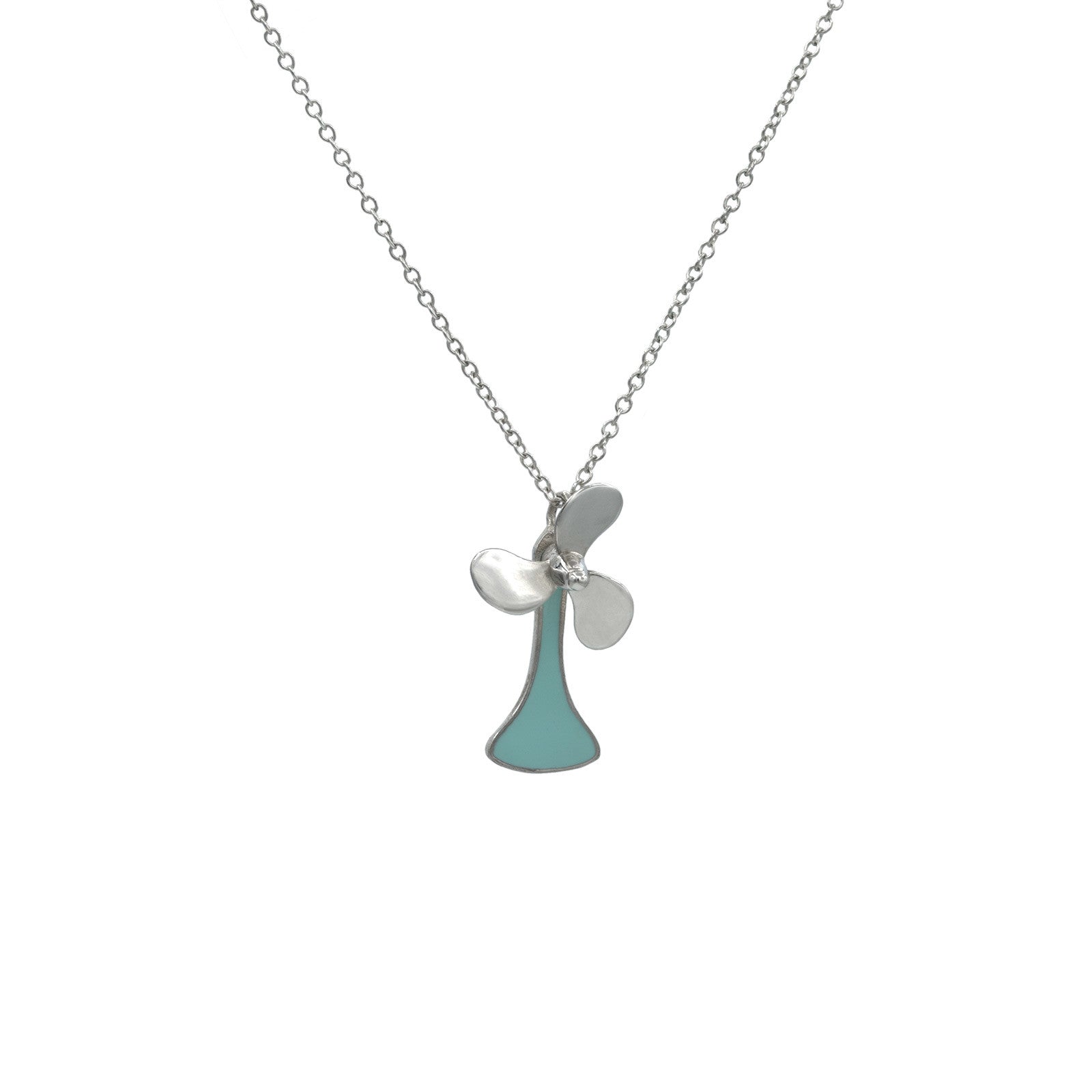 Propeller necklace silver mint
