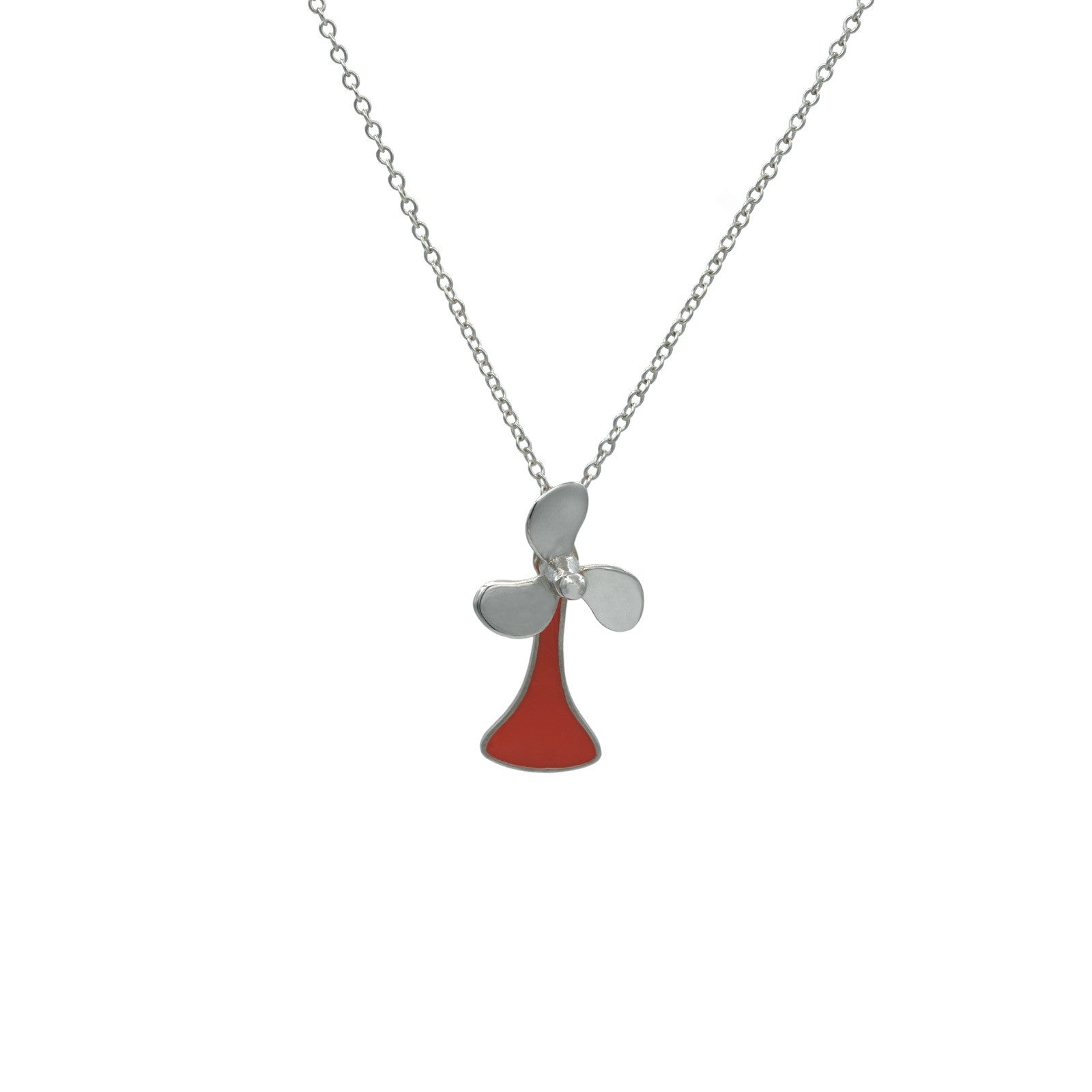 Propeller necklace silver and red
