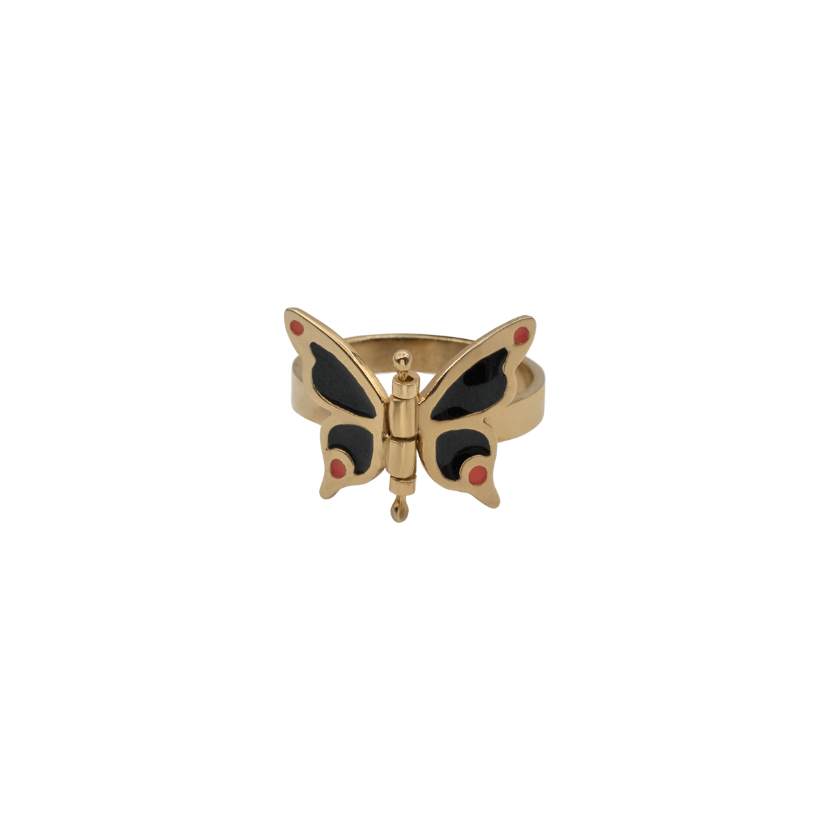 kinetic butterfly ring made in gold vermeil with enamel