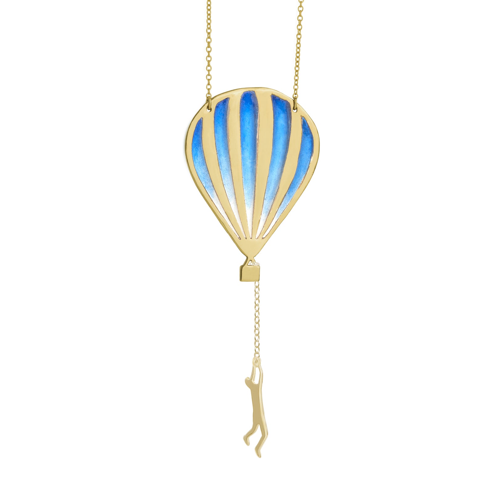 Hot air balloon necklace ombre gold