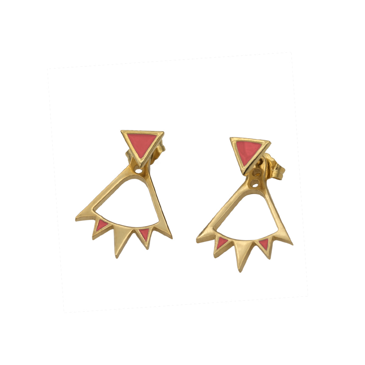 Bunting Ear Jacket in gold vermeil with coral enamel