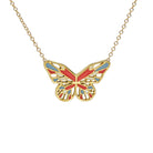 Butterfly necklace gold coral pastel blue