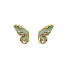 butterfly wings studs gold with mint green and grass green enamel