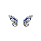 butterfly wings silver earrings with cobalt blue and pastel blue enamel