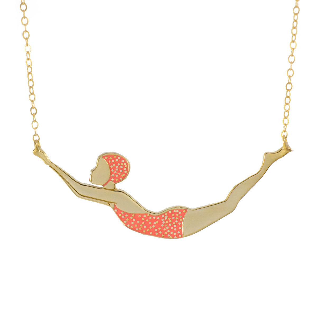 golden dots coral swimmer necklace