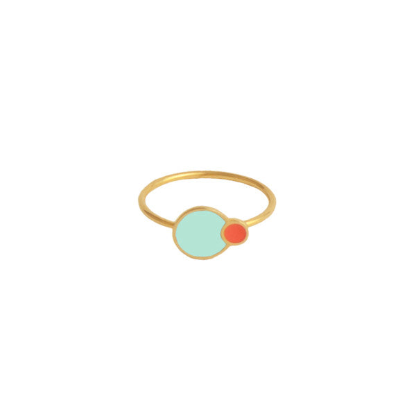 mint and coral eclipse ring gold