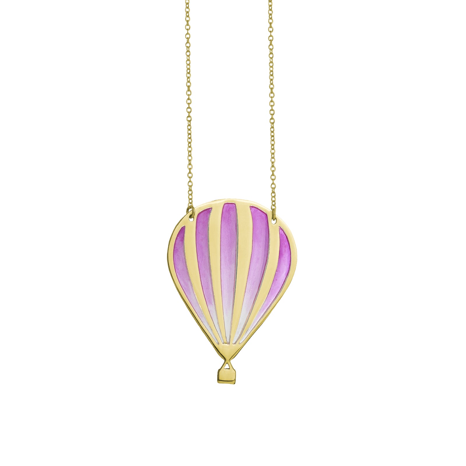 ombre hot air balloon fuchsia and gold necklace