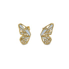 Butterfly earrings in gold and white