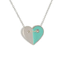 happy heart necklace silver with mint enamel
