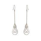 light bulb earrings with heart filament 925 sterling silver