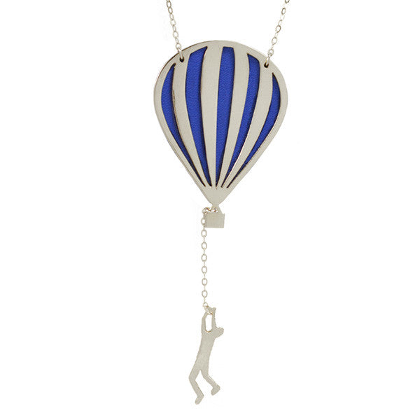 hot air balloon necklace silver