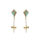 kite earrings gold in gold glitter and mint enamel
