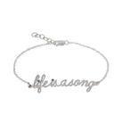 Sterling silver bracelet with handwritten life is a song lettering