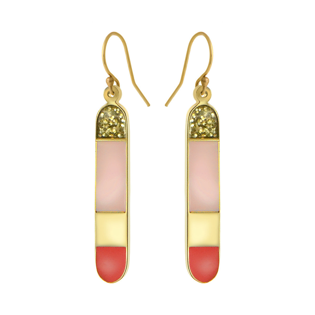 long Bliss solid colorblock earrings gold jaipur
