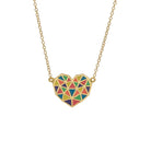 heart necklace made up of colorful triangles