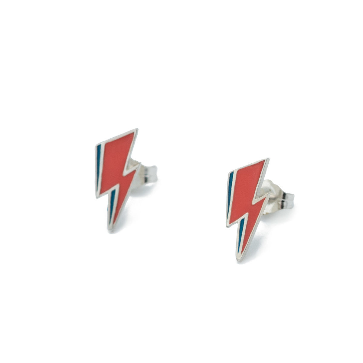 Silver Bowie studs in Aladdin Sane iconic colors