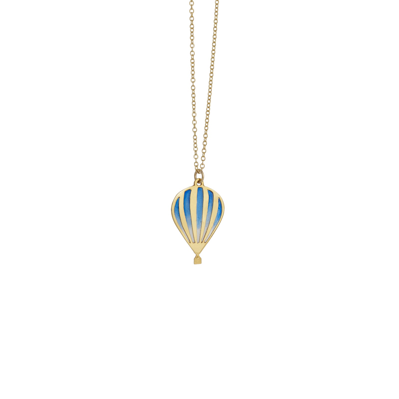 mini ombre hot air balloon blue and gold necklace
