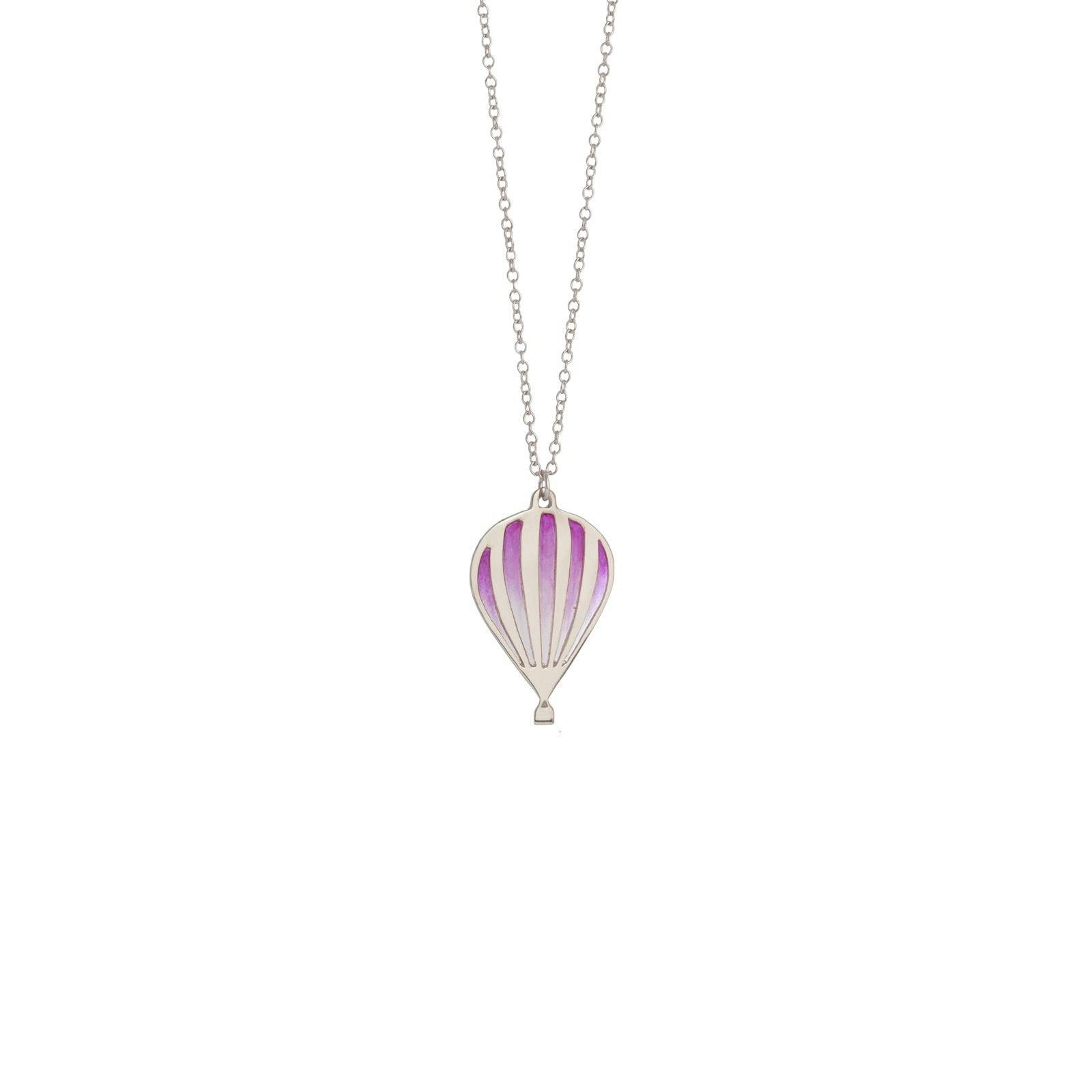 mini ombre hot air balloon fuchsia and sterling silver necklace