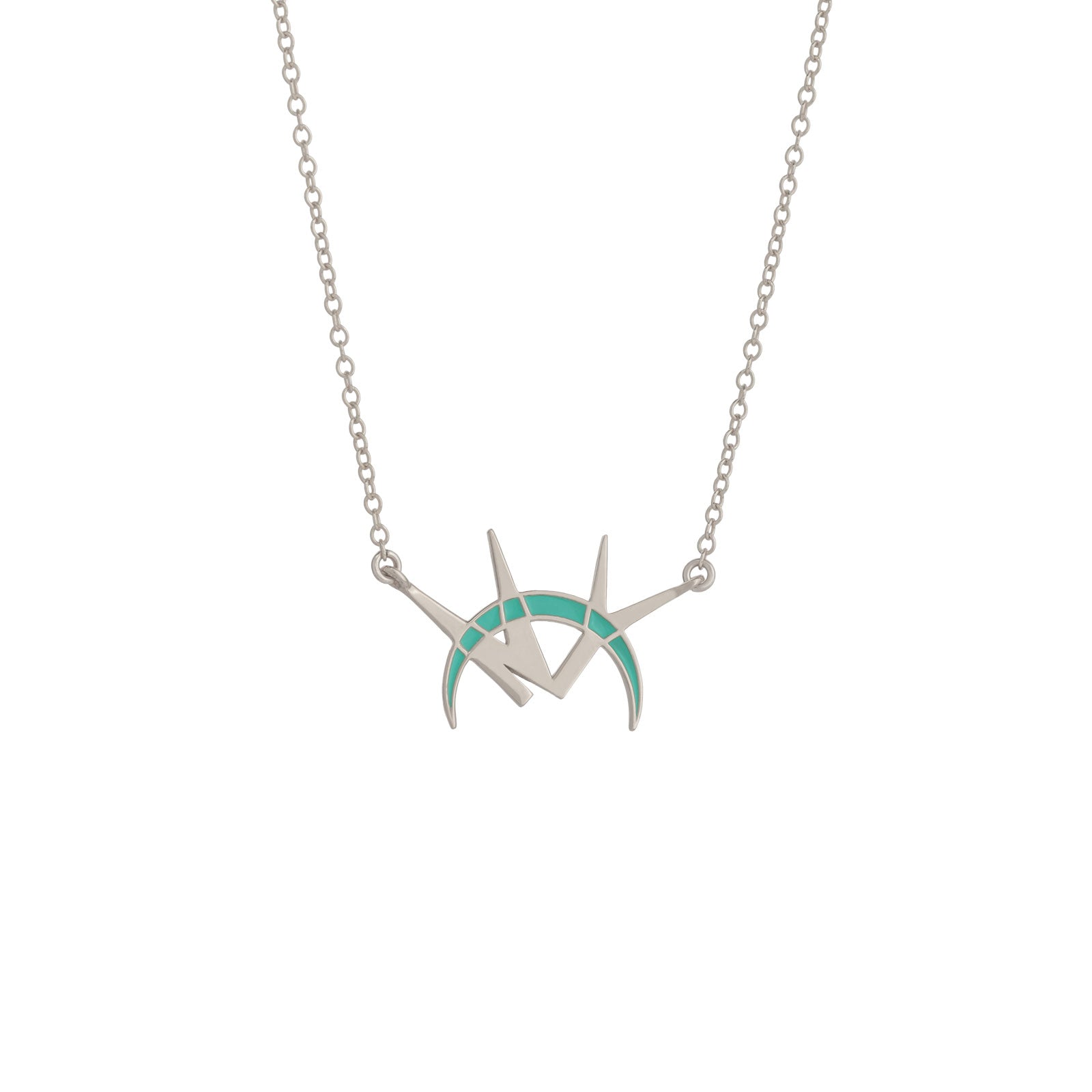 mini NYC necklace lady liberty in sterling silver and mint green enamel