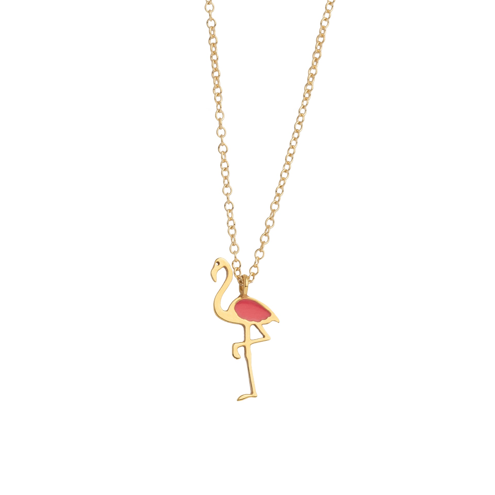 Flamingo mini necklace gold – Whimsy Jewelry