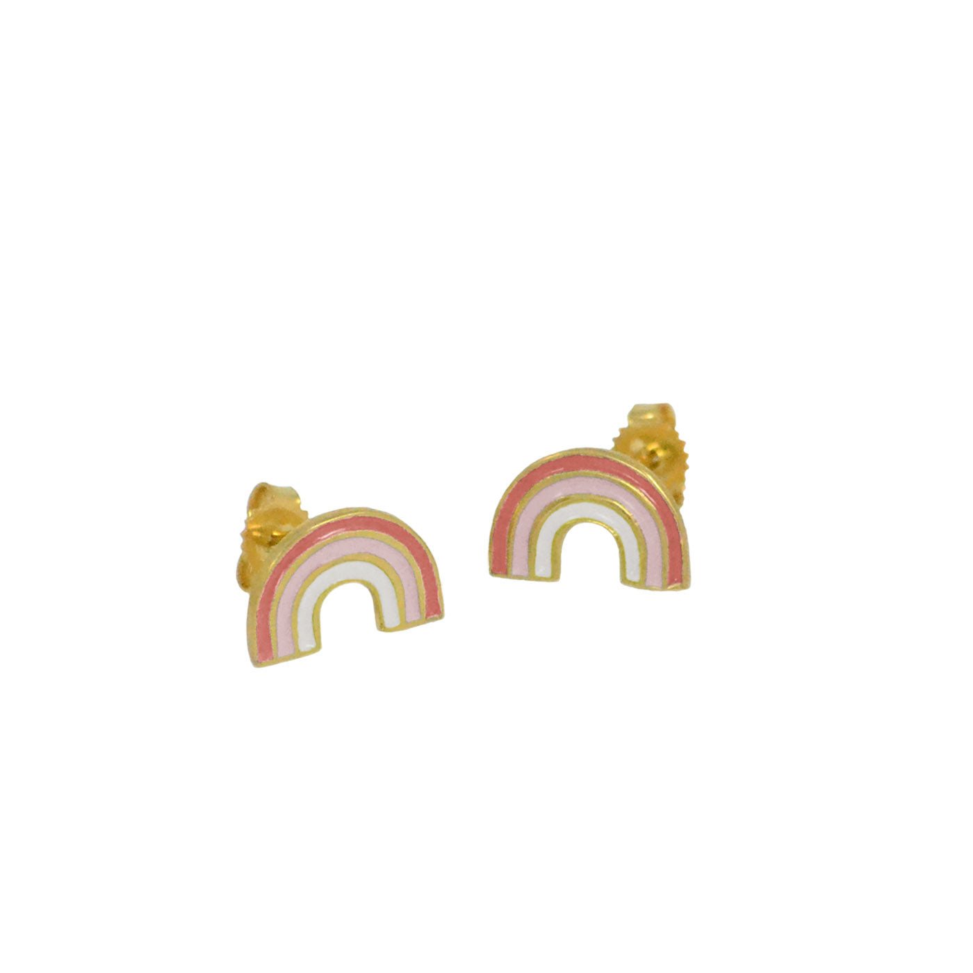 mini rainbow studs in gold vermeil with warm gradient enamel hues