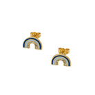 rainbow studs in gold vermeil with blue and glitter enamel