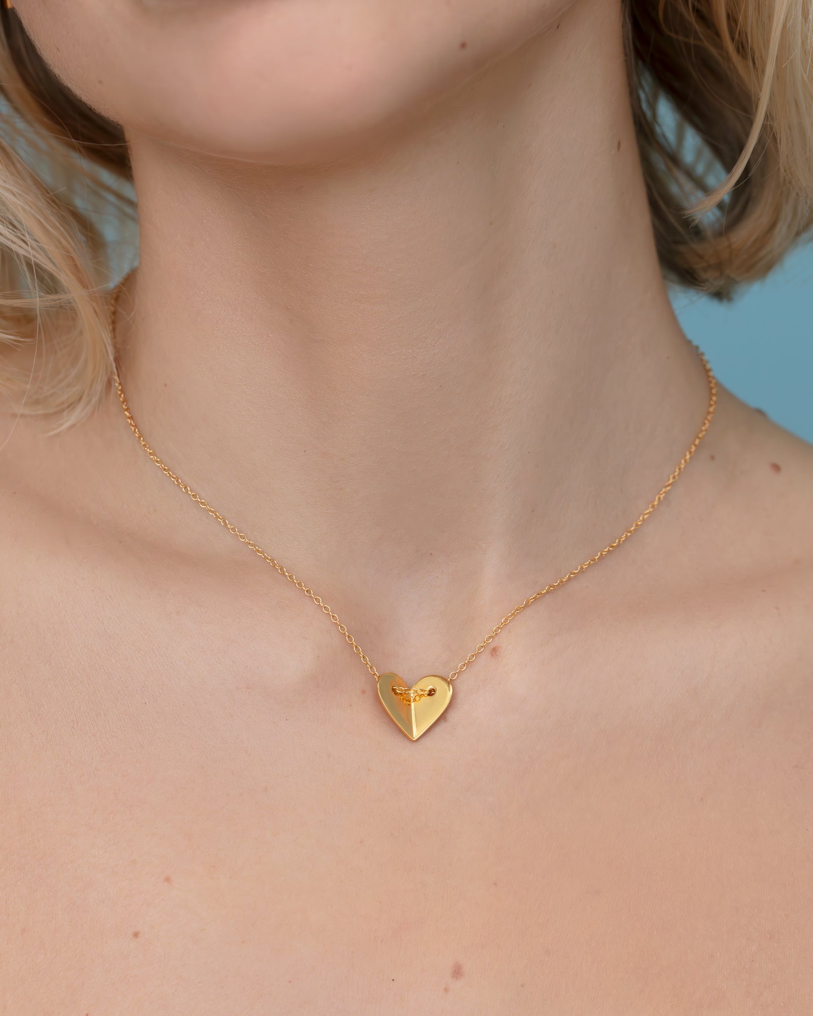 Heart folded necklace gold – Whimsy Jewelry