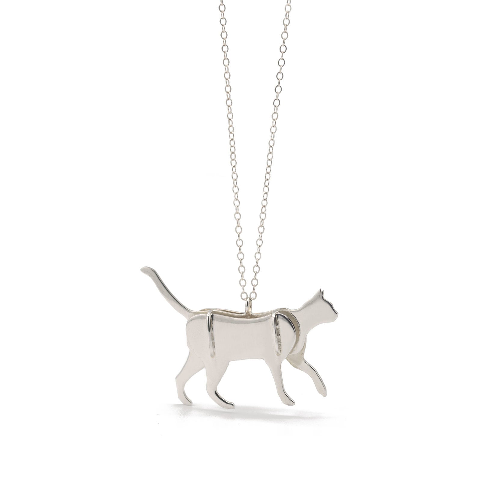 Silver Cat Necklace | Handmade Cat Jewelry by Whimsy Jewelry